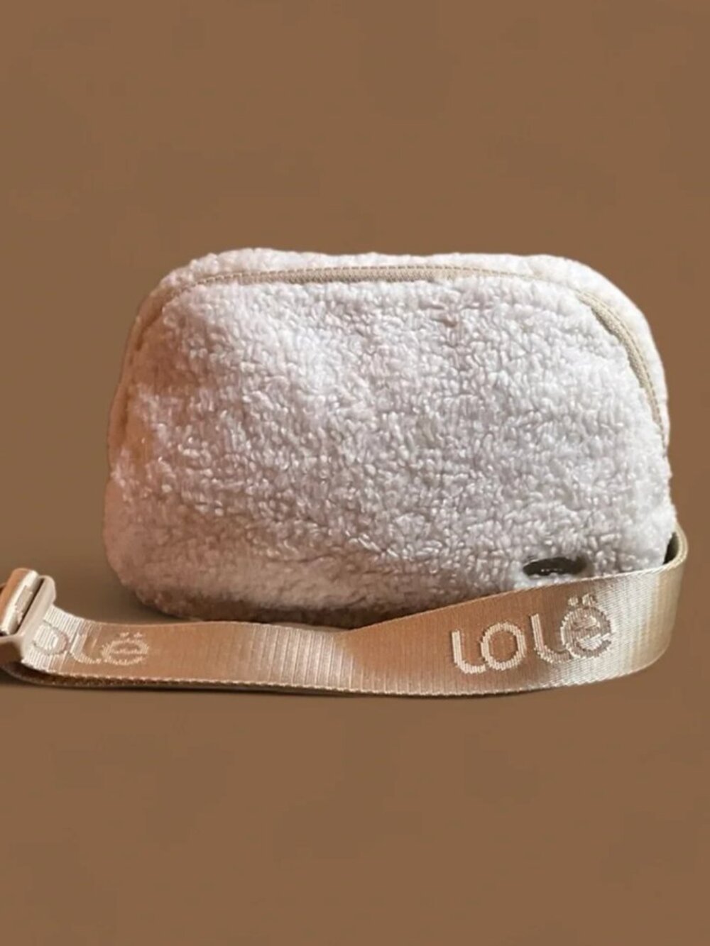 Lolë Cream Sherpa & Nylon Belt Bag/Fanny Pack with Branded Strap